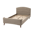 **Lit une personne avec sommier à lattes, tissu beige et design moderne**